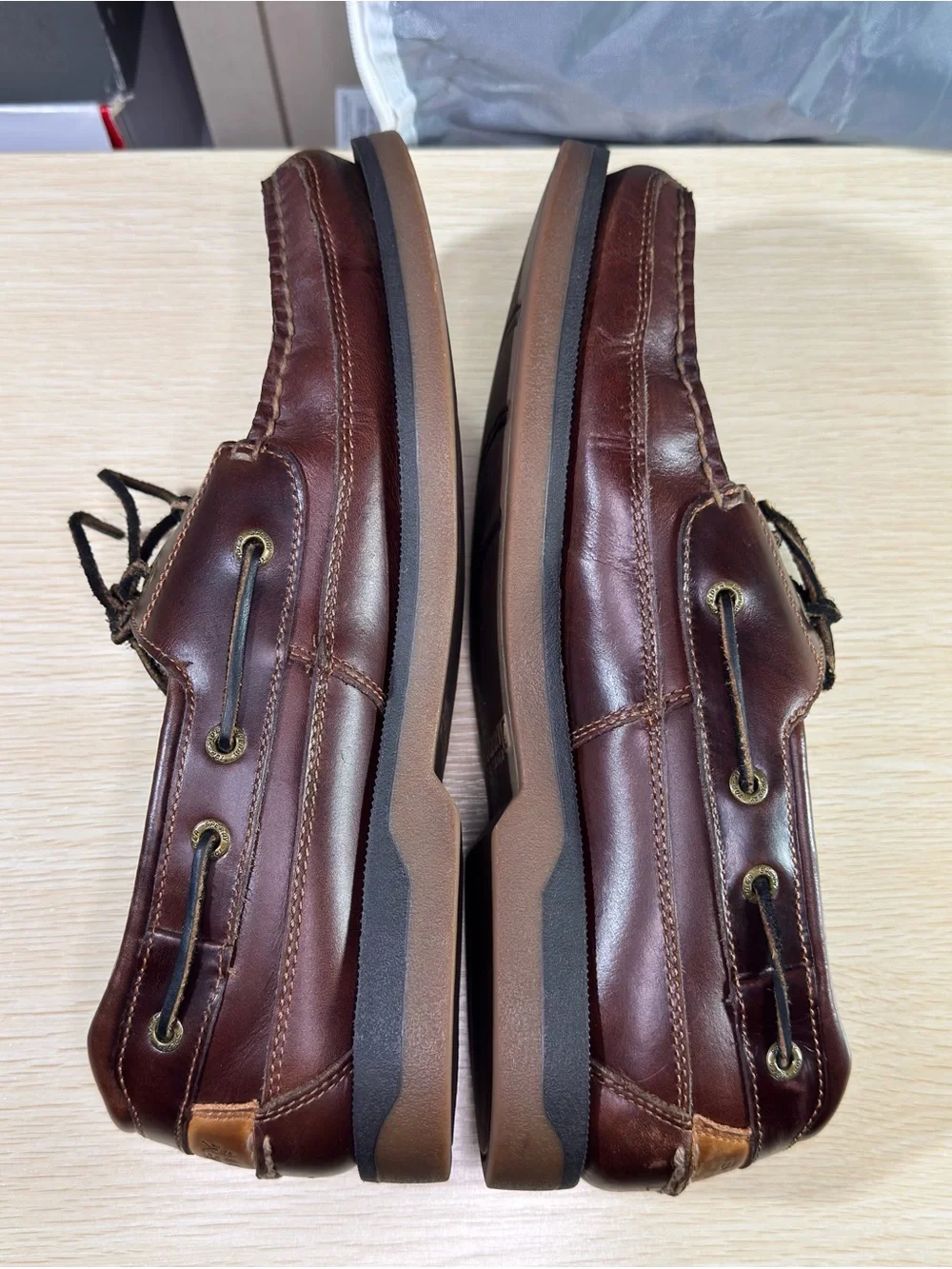 Sperry Top Sider Mako Collection Brown Leather Boat Loafer Shoes Men 10.5 Wide